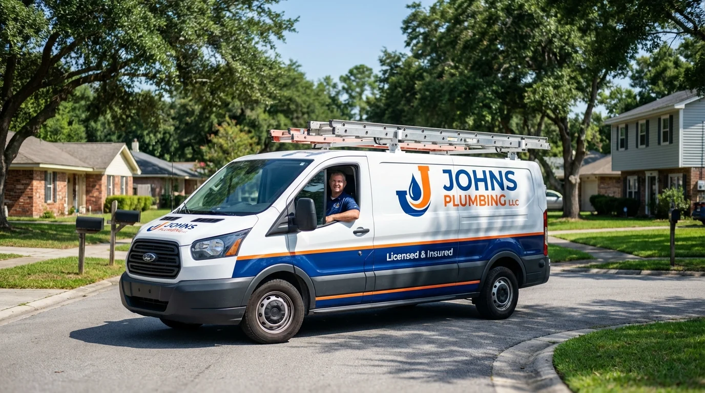 Johns Plumbing LLC service van in Tribune, KS