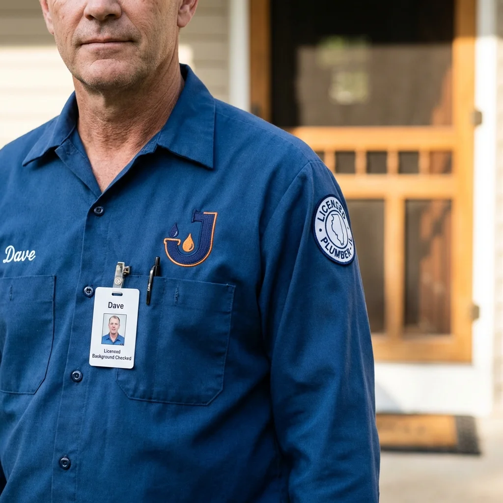 Licensed plumber showing ID badge in Tribune, KS